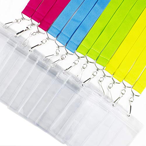 YOYOGO 12 Pack Cruise Lanyard with Waterproof ID Card Holder, Colorful Durable Lanyard with Badge ID Card Holder (Light Purple, 12 Pack)