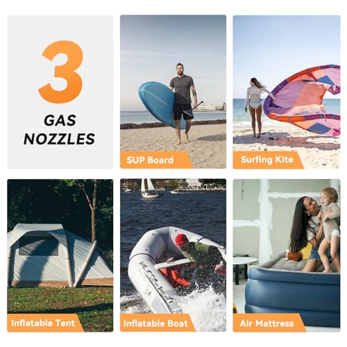 dwndpump Electric Paddle Board Pump, Rechargeable 20 PSI SUP Pump, Dual-Stage Inflation and Deflation Sup Air Pump, Portable Electric Pump for Kayaks, Wind Wings, SUPs (Green)