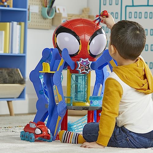 Spidey and His Amazing Friends Web-Spinners Web-Quarters, Kids Playset with Action Figure, Vehicle, and Accessories, Marvel Super Hero Toys, Ages 3 and Up