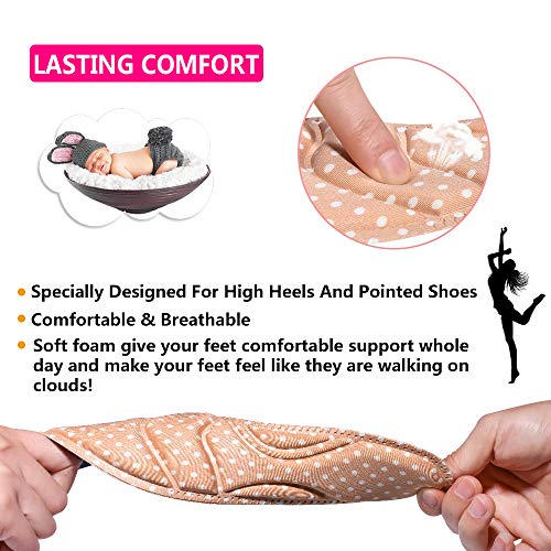 Shoe Inserts, Shoe Insoles Women, High Heel Insoles, (2 Pairs Beige) Shoe Cushion Inserts Breathable, 5D Sponge Barefoot Comfort Insoles, for Massaging, Arch Pain and Foot Pain Relieve