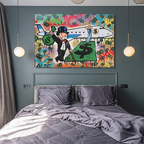FEF Monopolysairplanefunny Cartoonand Money Poster Decorative Painting Canvas Wall Art Room Posters Office Decorations 08x12inch(20x30cm)
