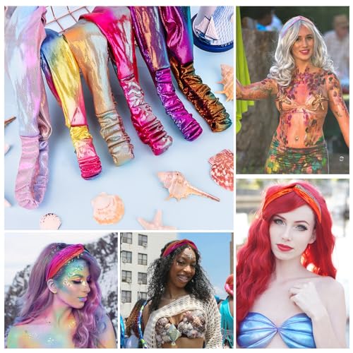 YARIEW Knotted Mermaid Headbands For Girls - Kids Criss Cross Cute Hair Accessories With Rainbow Metallic Turban Wraps For Parties