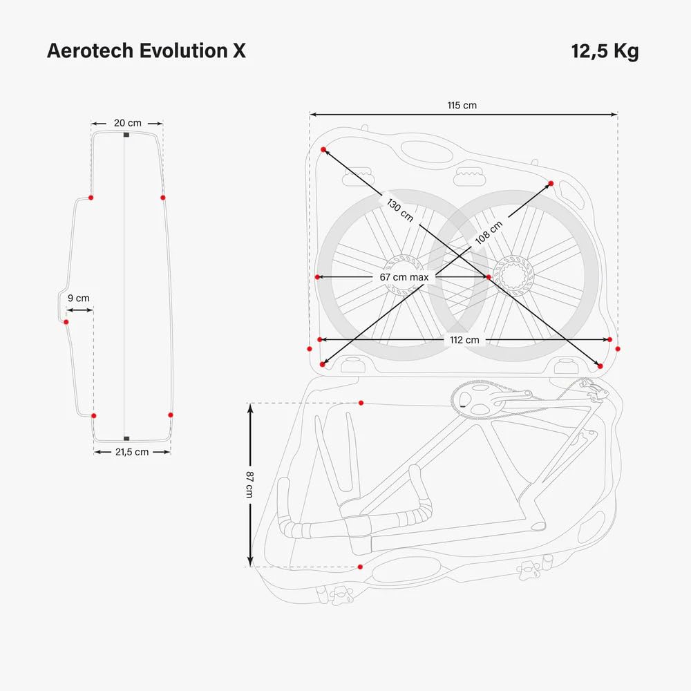 SCICON AEROTECH Evolution X TSA Hardshell Bike Travel Case - TSA Approved Bike Travel Bag