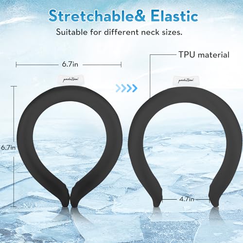 2 Pack Neck Cooling Tube, Reusable Ice Neck Ring Cooler Wraps,Wearable Body Cooling Products for Outdoor Indoor, Neck Coolers for Hot Weather (Black*2)