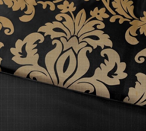 Chezmoi Collection Royale 7-Piece Jacquard Floral Comforter Set, Oversized King, Purple/Dark Purple
