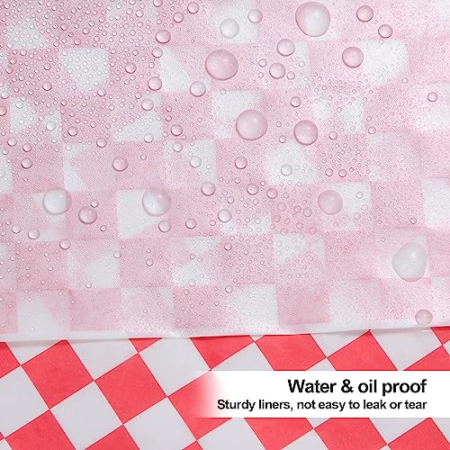 JIRNGLA 100pcs Deli Paper Sheets 12x12"", Premium Food Basket Liners, Grease Resistant Wax Paper Sheets for Food, Classic Checkered Sandwich Wrapping Paper (Black & White Checkered)