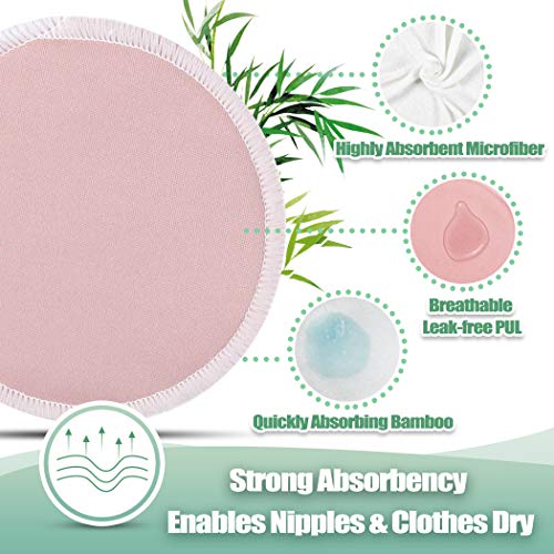 wegreeco Nursing Breast Pads (14 Pack) + Laundry Bag & Travel Storage Bag, 4.7 inch Option - Washable & Reusable Breastfeeding Nursing Pads (Mild, Large)