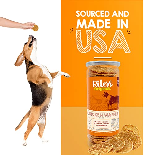 Riley's Waffles Chicken Chips for Dogs - USA Sourced Chicken Dog Treats Single Ingredient Healthy Dog Treats - Dehydrated Chicken Jerky Dog Treats Made in The USA - 5.5 oz