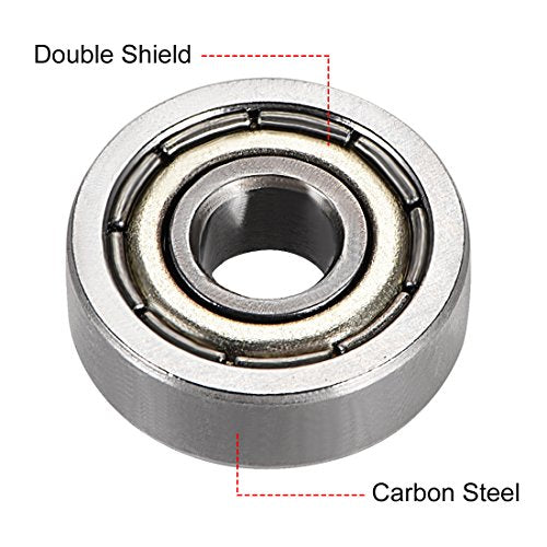 uxcell 604ZZ Deep Groove Ball Bearing Double Shield 604-2Z 80014, 4mm x 12mm x 4mm High Carbon Steel Z1 Bearings (Pack of 8)