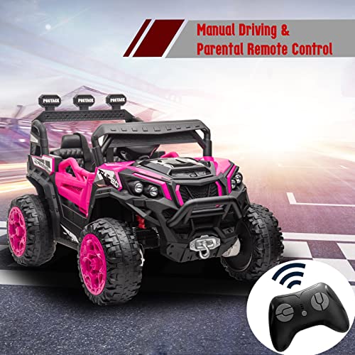 Nitoess 12V Kids Ride On Car with Remote Control,Battery Powered Ride On Truck,4Wheels Electric Car for Kids Ride On Truck for Boys,LED Lights,Music(Khaki)