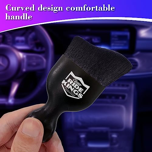 RIDE KINGS Car Cleaning Brush,Dust Brush Clean Tool with Cover,Interior Car Dashboard Cleaner Soft Bristles for Leather,Engine Compartment,Air Conditioner,Vents,Panels & Computer (Black)|1pack