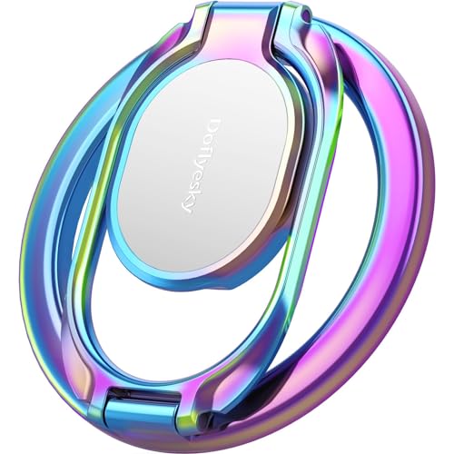 Magnetic Phone Ring Holder, Double Adjustable Gym Finger Ring Grip and Stand, Removable Phone Grip, for iPhone, iPad and Smartphones, Compatible with Magnetic Car Mount (Natural Titanium)