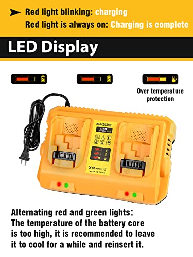 Bslite Battery Charger Station Replacement for Dewalt Battery Charger DCB102 Comaptible with Dewalt 12V/20V Max Battery(Yellow)