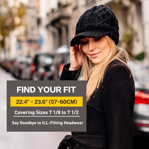 Comhats Womens Winter Newsboy Beanies Hats with Brim Knitted Visor Crochet Caps Wool Bill Warm Ski Casual Stocking Gift Beige