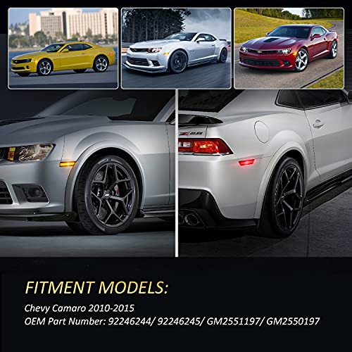 D-Lumina Smoked Lens LED Side Marker Lights Amber & Red Compatible for Chevy Camaro 2010-2015, Front Rear Bumper Sidemarker Lamps Reflectors, Turn Signal Amber & Brake Light Red, Pack of 4