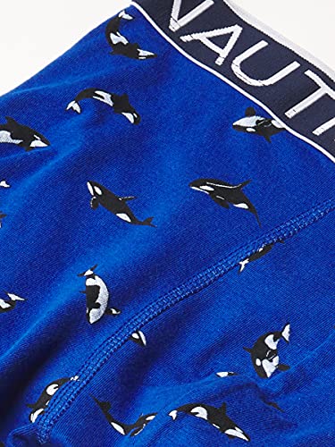 Nautica Men's Cotton Stretch 4 Pack Boxer Brief, Peacoat/Bright Cobalt/Stripe 2/Anchor, Medium