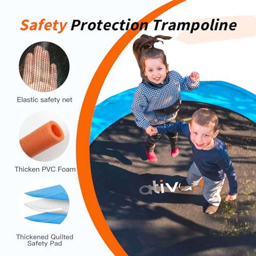 Ativafit 60'' Rebounder Trampoline Indoor Outdoor for Kids Ages 1-8, 5 FT Recreational Toddler Trampoline with Safety Enclosure Net Gifts with Basketball Hoop Dartboard Ocean Ball for Fun