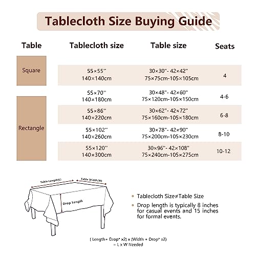 Laolitou Waterproof Tablecloths Rustic Tablecloth Cotton Linen Grey Table Cloths for Kitchen Dining,Party,Holiday,Christmas,Buffet,55"x55", 4 Seats