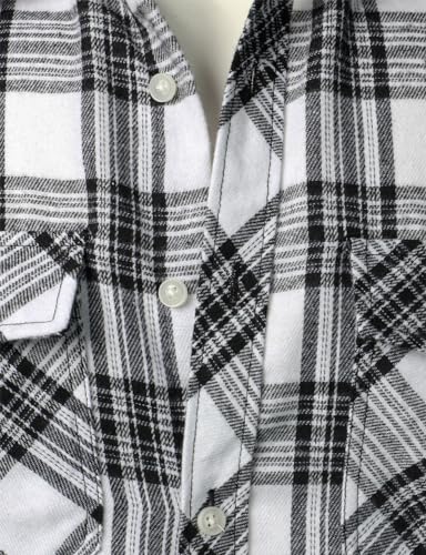 ZEROYAA Men's Casual Regular Fit Button Up Flannel Checked Plaid Shirts with Pockets ZLCL41 Rust Red Medium