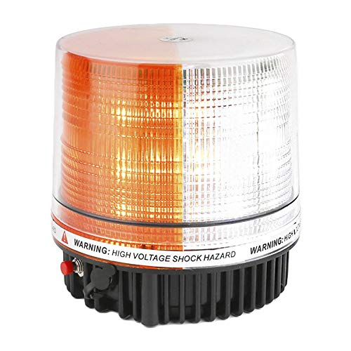 LE-JX Amber/White Wireless Rotating Beacon Orange Battery Led Strobe Warning Light Roof Top Plow Hazard Flash Emergency Lights 12V with Magnetic Base Mount and Rechargeable Plug(Yellow/White, 18 LED)