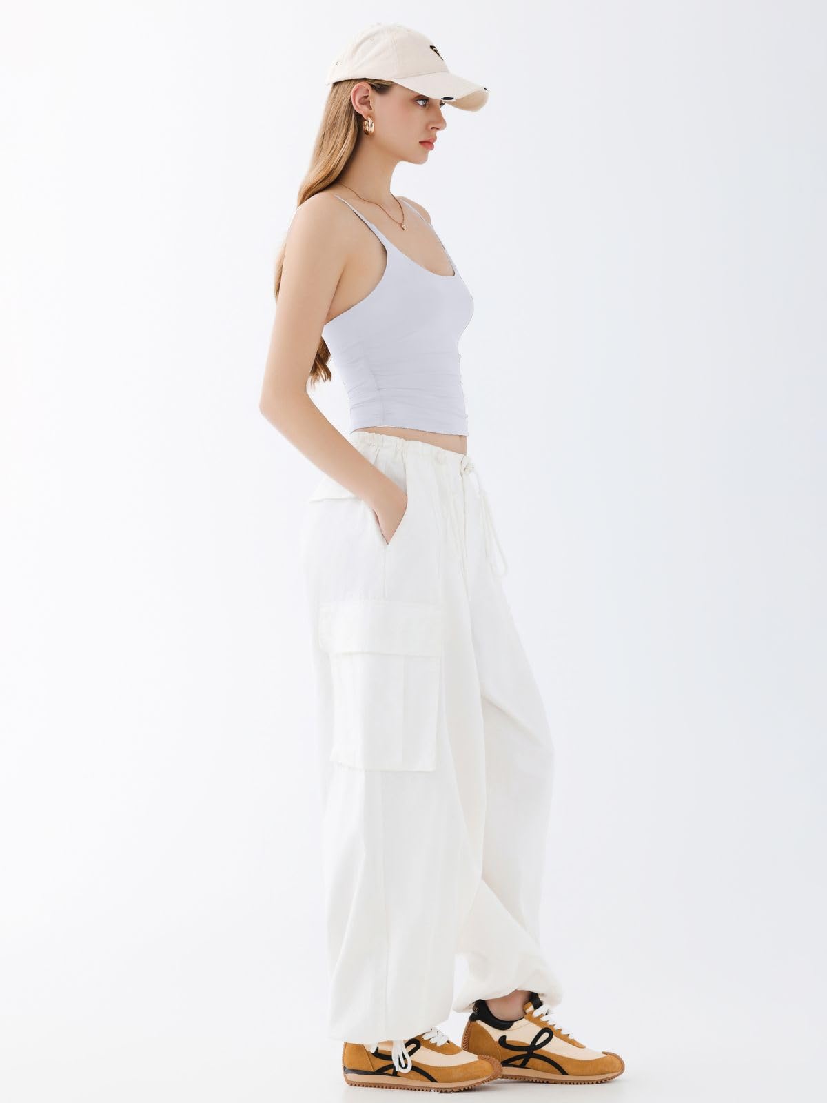 REORIA Women's Sexy Sleeveless Tank Tops Double Lined Basic Tees T Shirt Summer Y2K Going Out Slim Fit Crop Top Trendy 2025 White X-Large