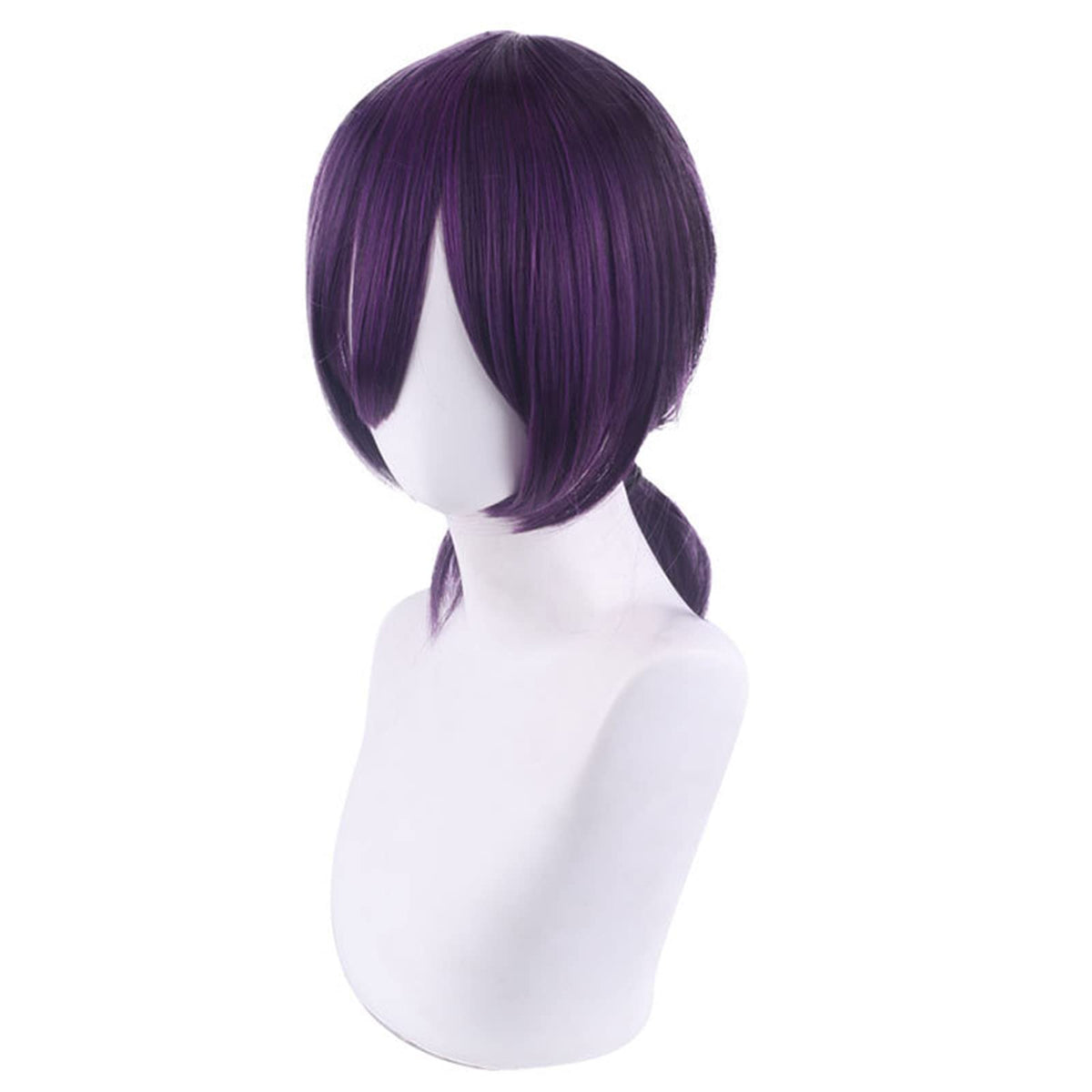 Anogol Hair Cap+Short Purple wig For anime cosplay Synthetic Hair with Bangs For Women Halloween Costumes Party