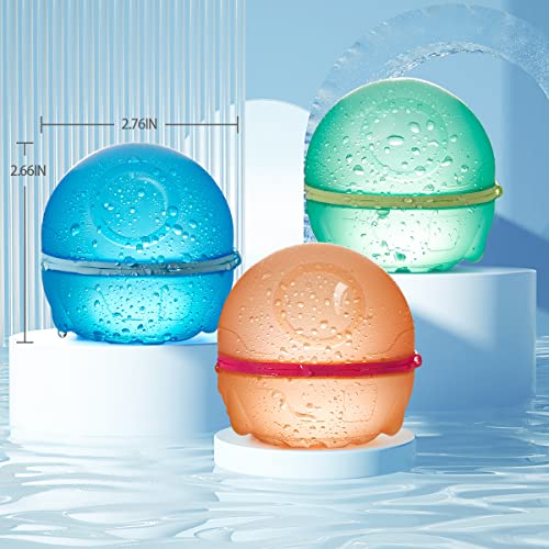 Hiliop Reusable Water Balloons for Kids Adults, Silicone Refillable Water Balloons Self Sealing Water Balloons Quick Fill with Magnetic & Mesh Bag