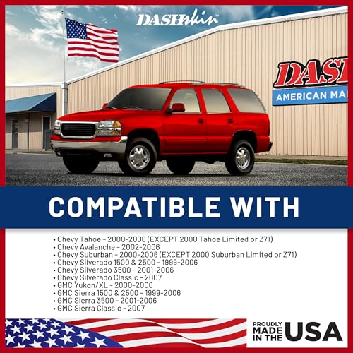 DashSkin Molded Dash Cover Cap Compatible with 2000-2006 Tahoe Suburban Yukon Avalanche & 1999-2006 Silverado Sierra in Black - Made in The USA