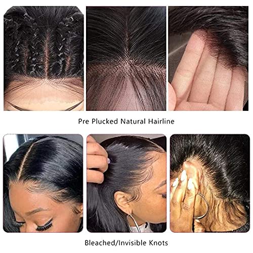 Aaliweya Body Wave Glueless Wear and Go Wigs Human Hair 5x5 Pre Plucked Pre Cut Real Human Hair Wigs 5x5 Hd Lace Closure Wigs Human Hair 180 Density Natural Black Color 28inch