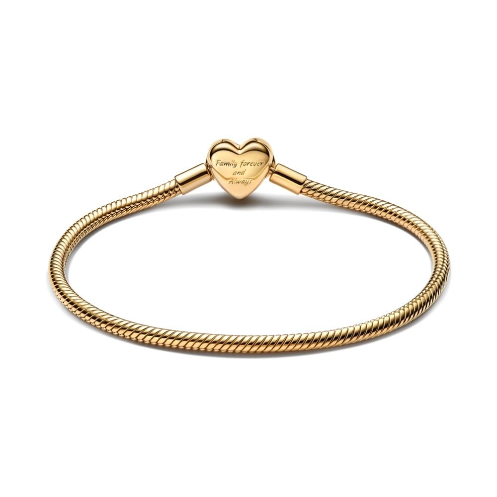 PANDORA-Sparkling Infinity Heart Clasp Snake Chain Bracelet-Gold plated-20 -With Gift Box