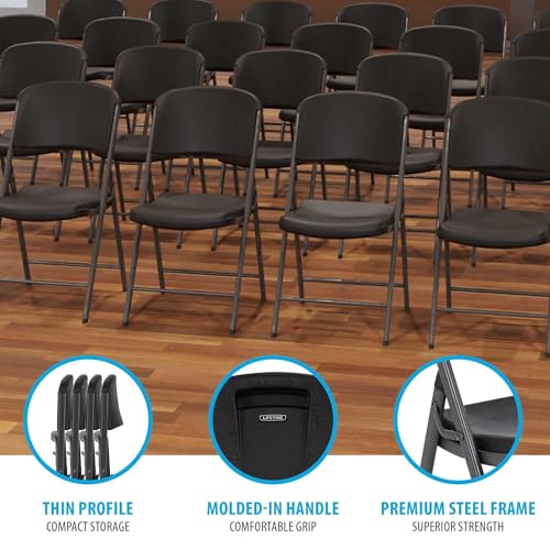 Lifetime 80187 Commercial Grade Folding Chair, 4 Pack, Black