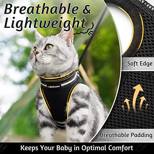 rabbitgoo Cat Harness and Leash Set for Walking Escape Proof, Adjustable Soft Kittens Vest with Reflective Strip for Cats, Comfortable Outdoor Vest, Red, M