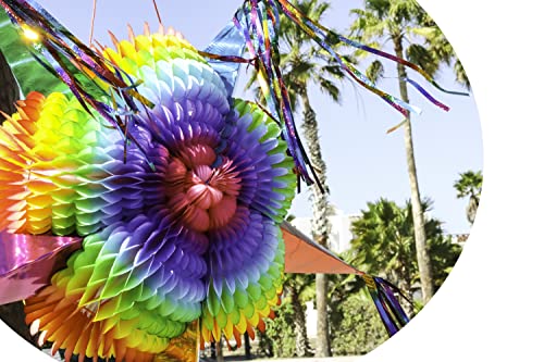 Celly Party Mexican Star Pinata - Rainbow Colorful Pinatas for Parties, Birthdays & Festivals - 32" Large Authentica Foldable Party Pinata