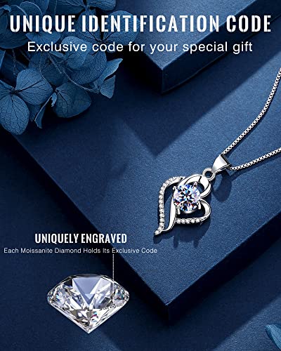 Gift Necklace for Daughter from Mom Dad, Graduation Necklace for Daughter, Best Unique Jewelry Birthday Presents 1 Carat Moissanite Diamond Handmade Silver Necklace with 2 Silver Chain for Adult Girls