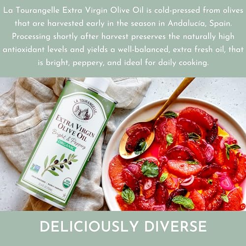 La Tourangelle, Organic Extra Virgin Olive Oil, Cold-Pressed High Antioxidant Picual Olives From Spain, 25.4 Fl Oz