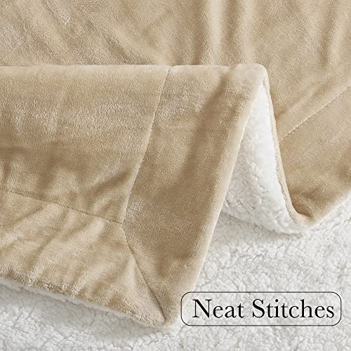 RYB HOME Green Sherpa Blanket Throw 90" x 108", King Size Super Soft Solid Reversible Velvet Blankets for Couch for Celebration Christmas, Hunter Green
