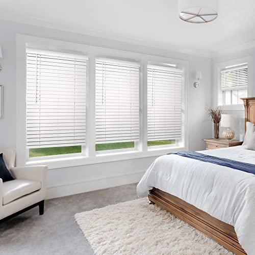 CHICOLOGY Faux Wood Blinds, Window Blinds, Wood Blinds, Window Shades, Window Treatments, Blinds & Shades, Window Shades for Home, Wooden Blinds, Basic White, 41" W X 48" H