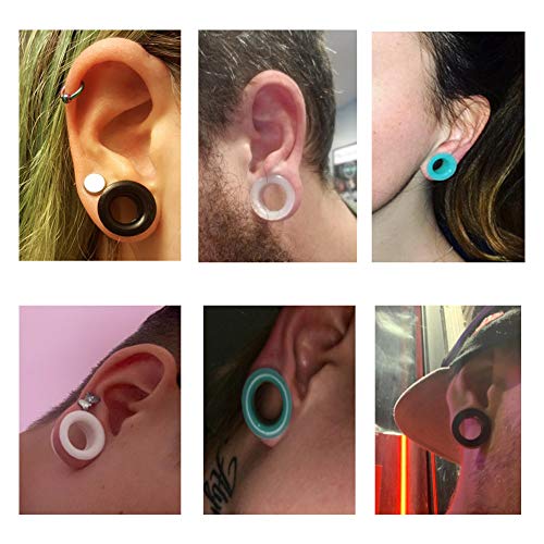 Oyaface 20pcs Plugs Kit 2g-1" Silicone Ear Skin Gauges Hard Ear Expander Tunnels Stretching Set (thin-red)