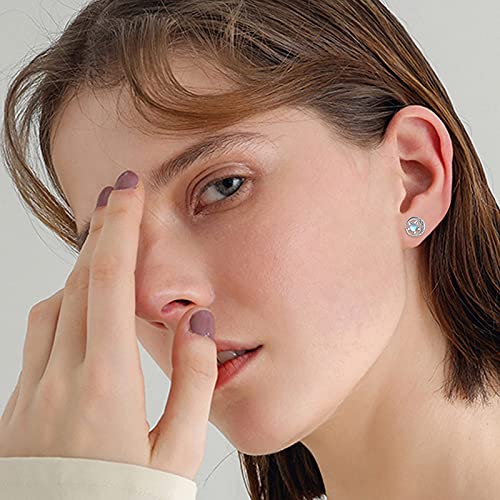 Moonstone Stud Earrings For Women, Sterling Silver Celtic Knot Pentacle Moon Star Hypoallergenic Earrings for Sensitive Ears 4mm Moonstone Jewelry Celtic Gift For Mother Friend