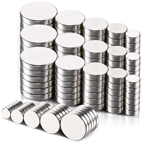DIYMAG Refrigerator Magnets 80PCS, 5 Different Size, Small Round Disc Cylinder Magnets for Whiteboard, Hobbies, Dry Erase Board and Office Magnets