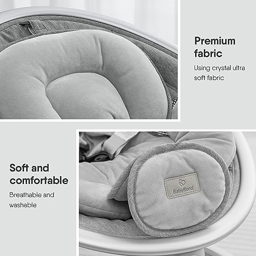 BabyBond Baby Swings for Infants, Bluetooth Infant Swing with Music Speaker, 3 Seat Positions, 5 Point Harness Belt, 5 Speeds and Remote Control - Portable Baby Swing for Indoor and Outdoor (Black)