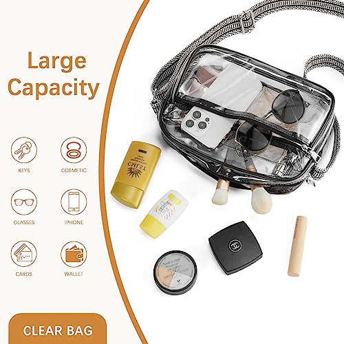 BOSTANTEN Clear Bag Stadium Approved Crossbody Bags Small Clear Purse with Adjustable Strap for Concerts Sports Black