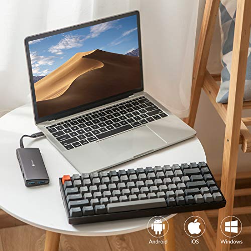 Keychron K2 75% Layout Bluetooth Mechanical Keyboard with Gateron G Pro Blue Switch/White LED Backlit/USB C/Anti Ghosting/N-Key Rollover/Compact 84 Key Wireless Keyboard for Mac Windows-Version 2