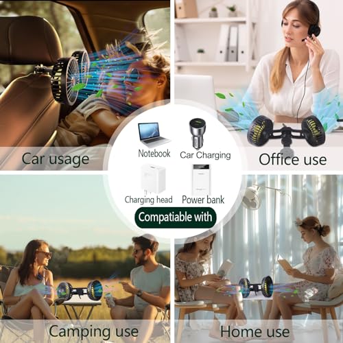 HUENLYEL Car Backseat Fan for Backseat Kids, Headrest Fan for Backseat, Dual Head Usb Car Fan for Car Backseat Kids(Usb Powered 5V/2A)