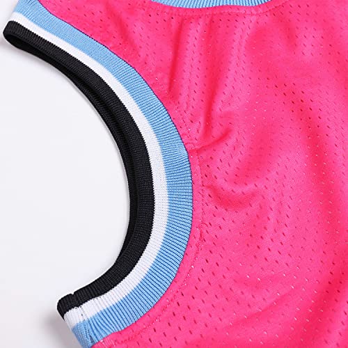 DEHANER Blank Basketball Jersey for Men Women Unisex 90s 00s Hip-Hop Hipster Mesh Party Shirts,White/Light Blue/Pink Gradient Jersey,Men Size Medium