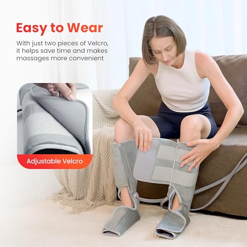 COMFIER Air Compression Leg Massager,Leg Massager for Circulation, Compression Massager Pain Relief,FSA HSA Eligible,Calf and Foot Massager with Heat,Leg Wraps,Gift for Men,Women