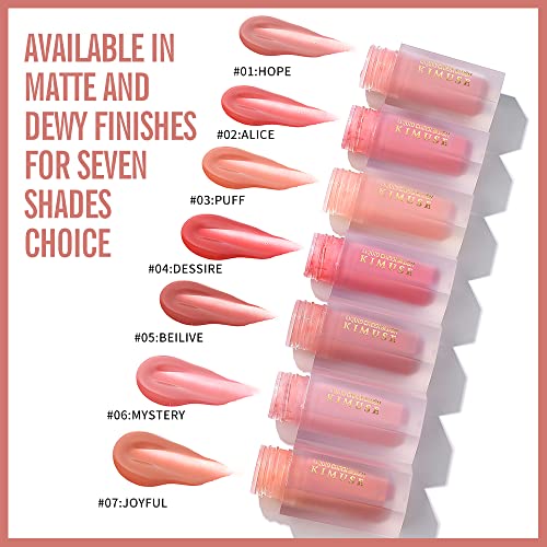 KIMUSE Liquid Blush, Soft Cream Blush Face Blush, Liquid Blush for Cheeks, Long-Wearing Pigmented Blush, Waterproof, Smudge Proof, Dewy Finish