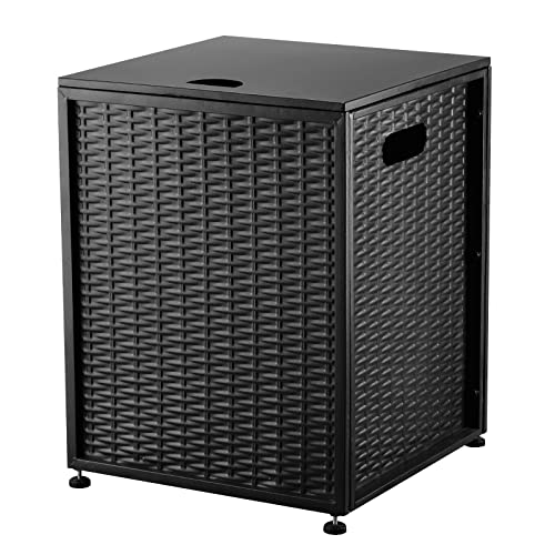 Cecarol Propane Tank Cover Table Hideaway Table for Gas Fire Pits for 20 lbs Propane Tank Outdoor Gas Tank Storage Side Table for Gas Fire Pit Gas Grill Griddle Propane Stoves(Grey)