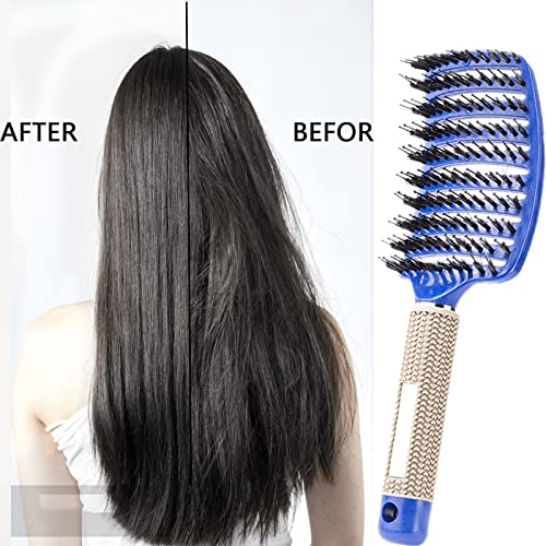 Detangling Brush 2 Pack,Boar Bristles Hair Brush without Pain Adds Shine and Makes Hair Smooth,Fast Drying Styling Massage Hairbrush for Women, Girls.Detangler Hair brush for Wet or Dry Hair.……