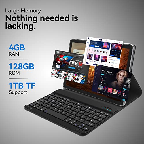 2024 Tablet 10.1 Inch 2 in 1 Android Tablet with keyboard Octa-Core 8(4+4 Virtual)+128GB Storage 1TB Expandable, 13+8MP Camera, Newest Tablets PC with Case Mouse Stylus Support 5G WiFi, IPS FHD Screen